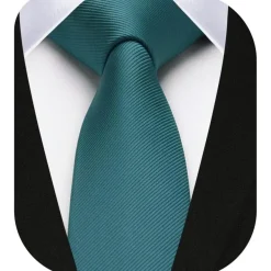 Hisdern Herren Schmale Seide Krawatte 6cm Blaugrün - Klassisch, Formell