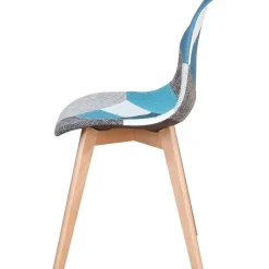 HJhomeheart 8er Set Esszimmerstühle Patchwork Stoff mit Massivholzbeinen, Blau
