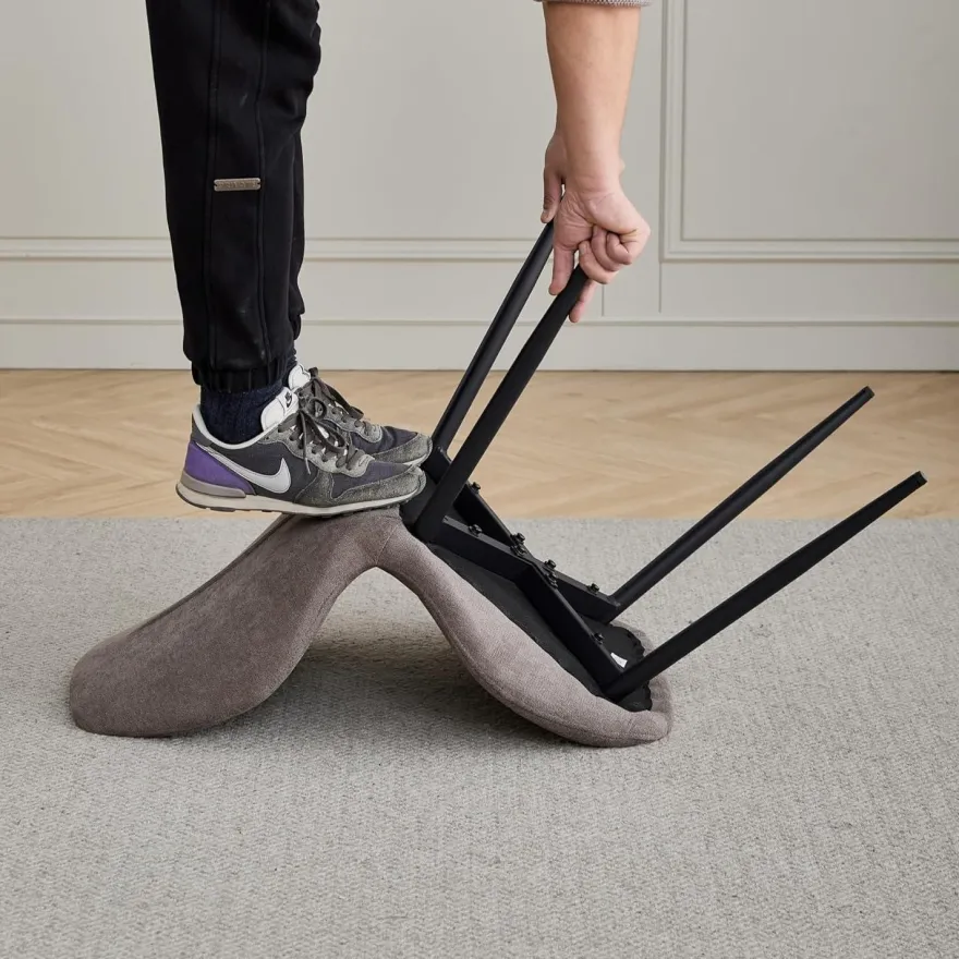 HJhomeheart Esstisch und Stuhlset rund 100cm mit 4 Leinenstühlen, Dunkelbraun