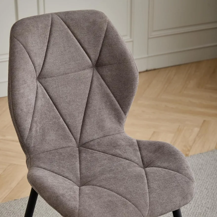HJhomeheart Esstisch und Stuhlset rund 100cm mit 4 Leinenstühlen, Dunkelbraun
