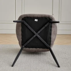 HJhomeheart Esstisch und Stuhlset rund 100cm mit 4 Leinenstühlen, Dunkelbraun