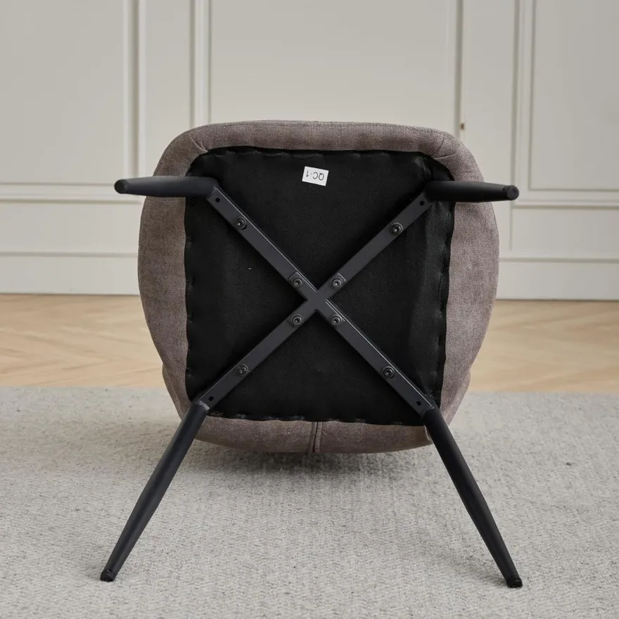 HJhomeheart Esstisch und Stuhlset rund 100cm mit 4 Leinenstühlen, Dunkelbraun