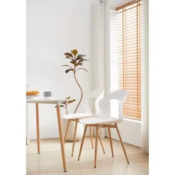 HJhomeheart Esszimmerstuhl 6er-Set, skandinavischer Stil, weiß mit natürlichen