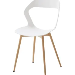 HJhomeheart Esszimmerstuhl 6er-Set, skandinavischer Stil, weiß mit natürlichen