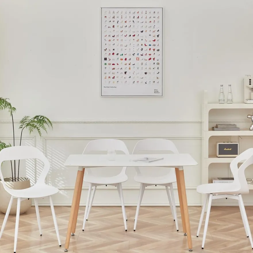 HJhomeheart Moderner Esszimmerstuhl im skandinavischen Stil, 6er-Set, Weiß