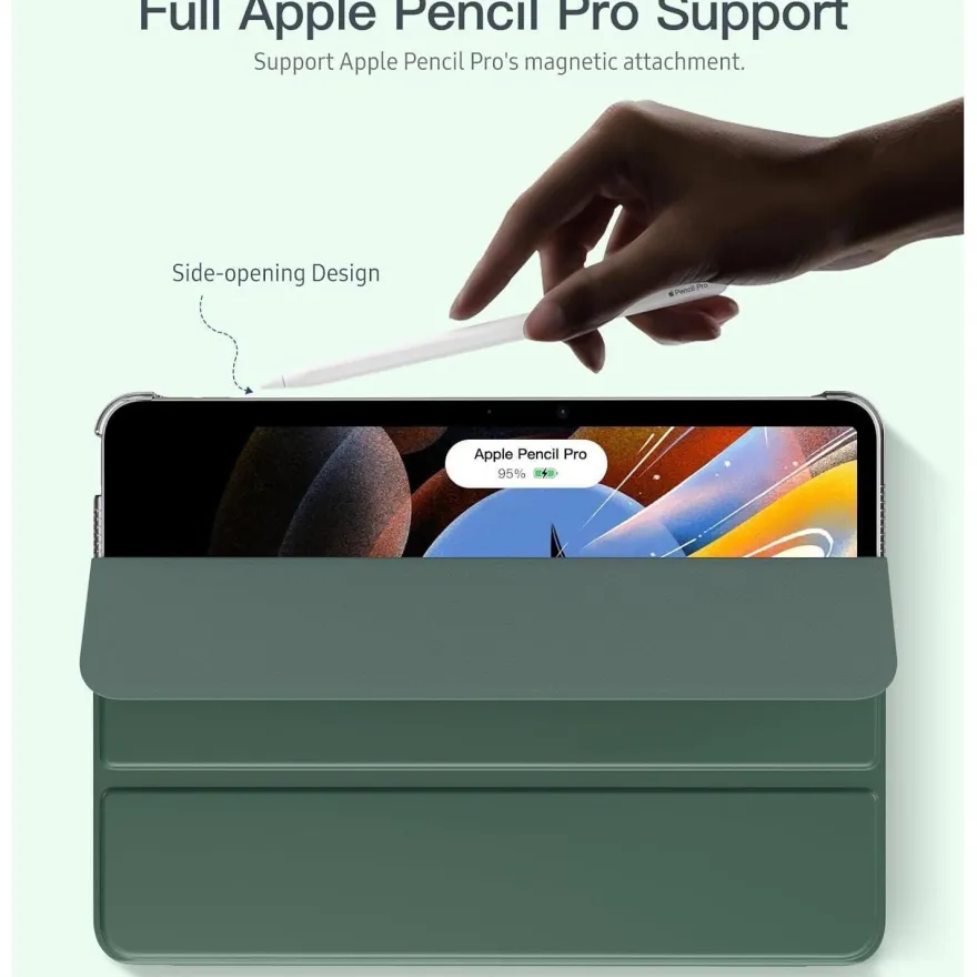 Hülle für iPad Air 11 Zoll 2024/2022/2020, Schlank TPU Schutzhülle Nachtgrün