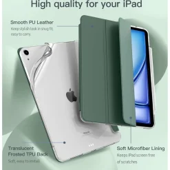 Hülle für iPad Air 11 Zoll 2024/2022/2020, Schlank TPU Schutzhülle Nachtgrün