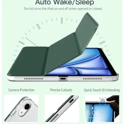 Hülle für iPad Air 11 Zoll 2024/2022/2020, Schlank TPU Schutzhülle Nachtgrün