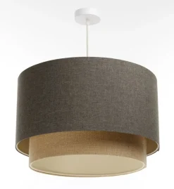 Hängeleuchte Duo XL Classic Elegant 40cm Graphitgrau, Beige-Braun
