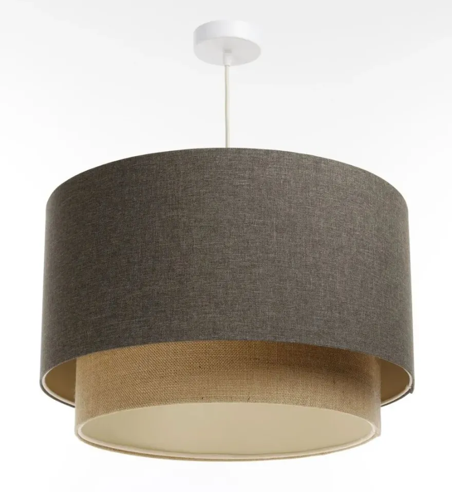 Hängeleuchte Duo XL Classic Elegant 40cm Graphitgrau, Beige-Braun
