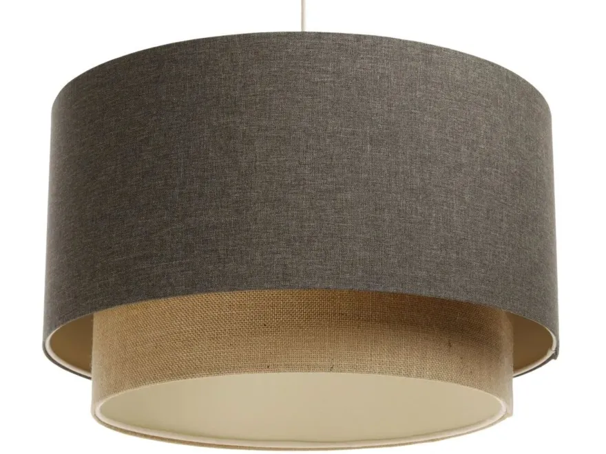 Hängeleuchte Duo XL Classic Elegant 40cm Graphitgrau, Beige-Braun