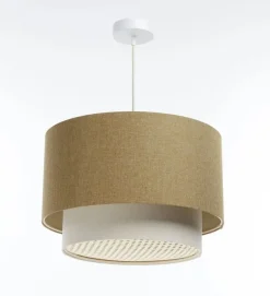 Hängeleuchte Duo XL Rattan Elegant 50cm Senfgelb, Vintage-Creme