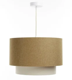 Hängeleuchte Duo XL Rattan Elegant 50cm Senfgelb, Vintage-Creme