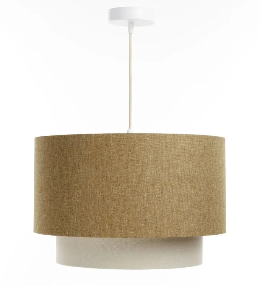 Hängeleuchte Duo XL Rattan Elegant 50cm Senfgelb, Vintage-Creme