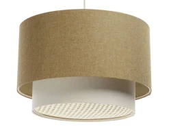 Hängeleuchte Duo XL Rattan Elegant 50cm Senfgelb, Vintage-Creme