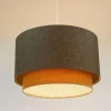 Hängeleuchte Duo XL Rattan Elegant 50cm Graphitgrau, Beige-Braun