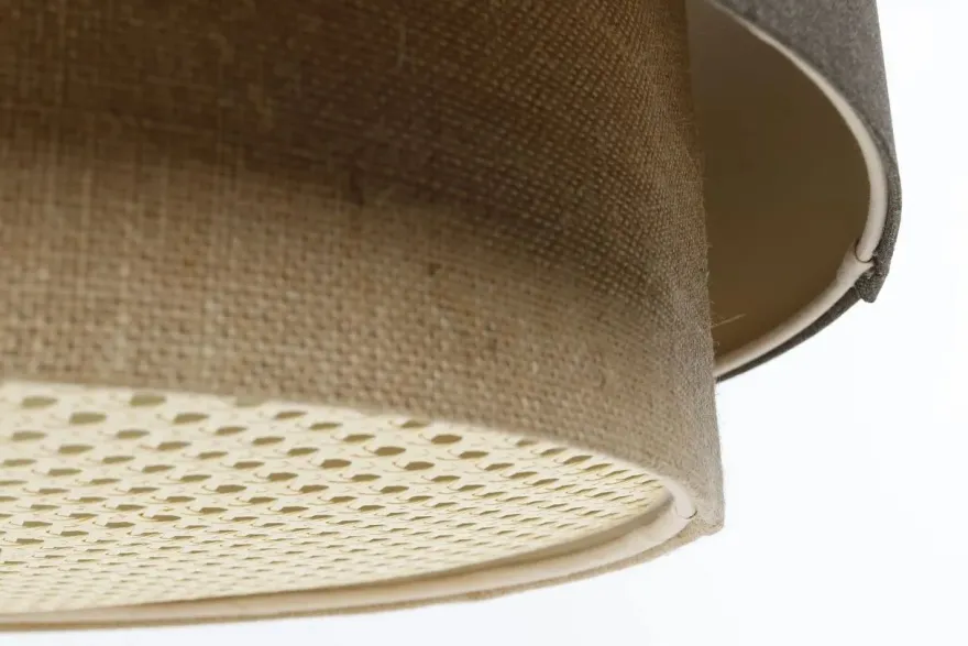 Hängeleuchte Duo XL Rattan Elegant 50cm Graphitgrau, Beige-Braun