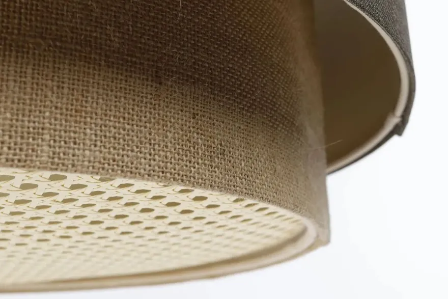 Hängeleuchte Duo XL Rattan Elegant 50cm Graphitgrau, Beige-Braun