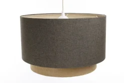 Hängeleuchte Duo XL Rattan Elegant 50cm Graphitgrau, Beige-Braun