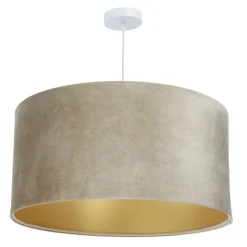 Hängeleuchte Glamour Metall Weiß Lampenschirmhöhe 25 50 107 Beige, Gold