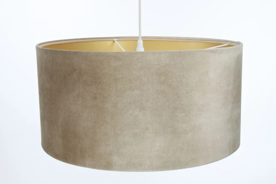 Hängeleuchte Glamour Metall Weiß Lampenschirmhöhe 25 50 107 Beige, Gold