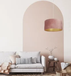 Hängeleuchte Glamour Metall Weiß Rosa gepudert, Gold 40 102 Lampenschirmhöhe 20