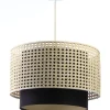 Hängeleuchte Rattan Metall Weiß Lampenschirmhöhe 25 107 40 Creme, Schwarz