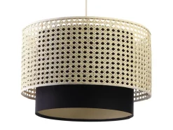 Hängeleuchte Rattan Metall Weiß Lampenschirmhöhe 25 107 40 Creme, Schwarz