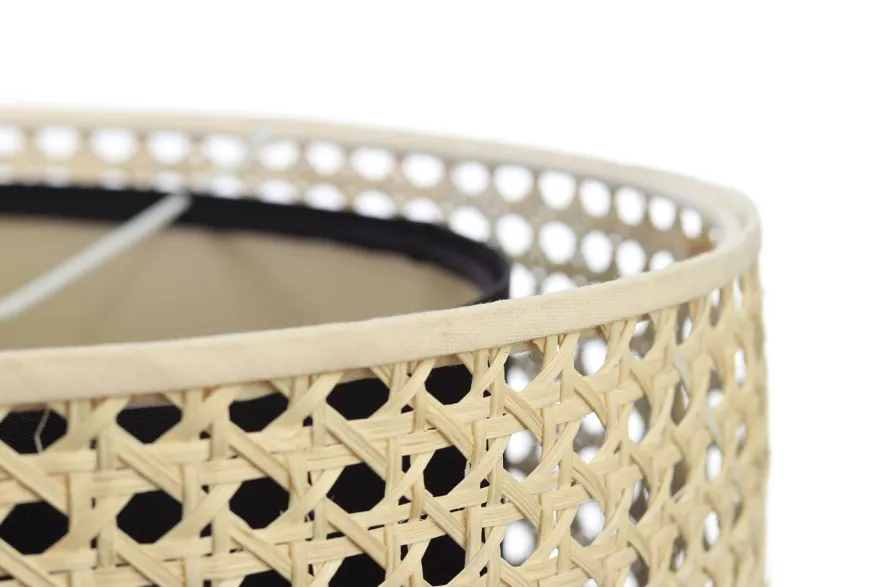 Hängeleuchte Rattan Metall Weiß Lampenschirmhöhe 25 107 40 Creme, Schwarz