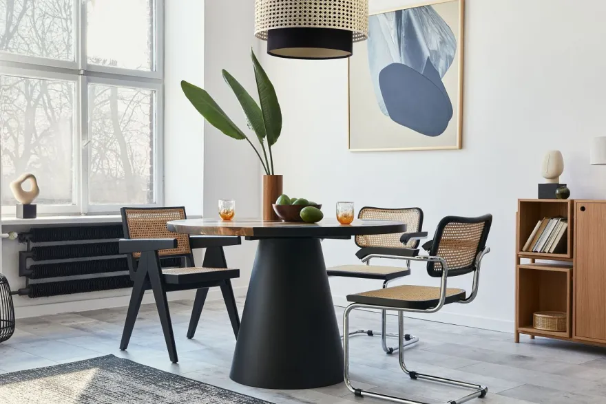 Hängeleuchte Rattan Metall Weiß Lampenschirmhöhe 25 107 40 Creme, Schwarz
