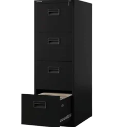H?ngeregisterschrank abschlie?bar SARA 132x46x62cm Schwarz 4 Schubladen mit Schloss