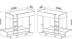 Hochbett Etagenbett mit Schrank TELLY 2 für 2-3 Kinder hochglanz weiß grau rosa