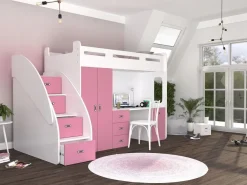 Hochbett Etagenbett Spielbett Kinderbett mit Matratze und Schublade 200x80 cm