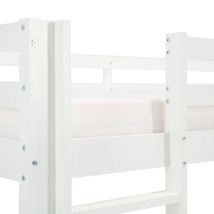 Hochbett 90x200 cm Stockbett Kinderbett Holz Kiefer Vorhang Turm Tunnel pink Rutsc