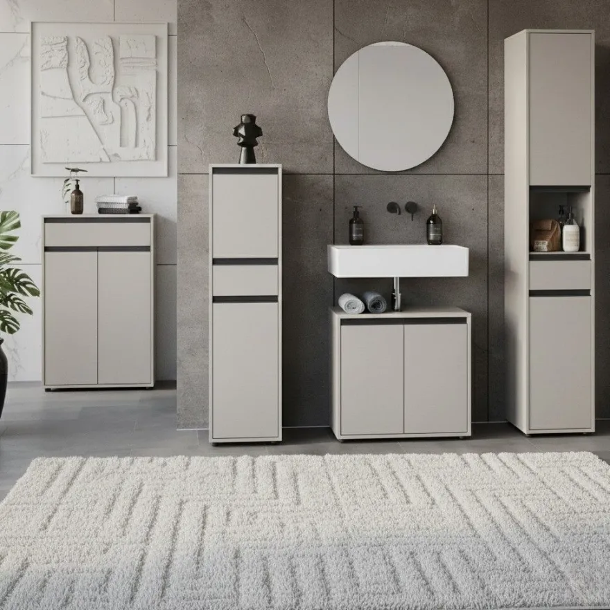 Hochschrank Hamburg mit Schublade und Türen, Soft-Close, matt, 33x181x34 cm