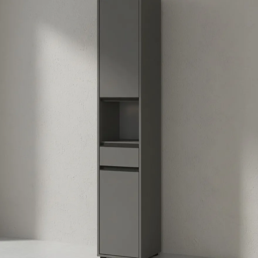 Hochschrank Hamburg mit Schublade und Türen, Soft-Close, matt, 33x181x34 cm