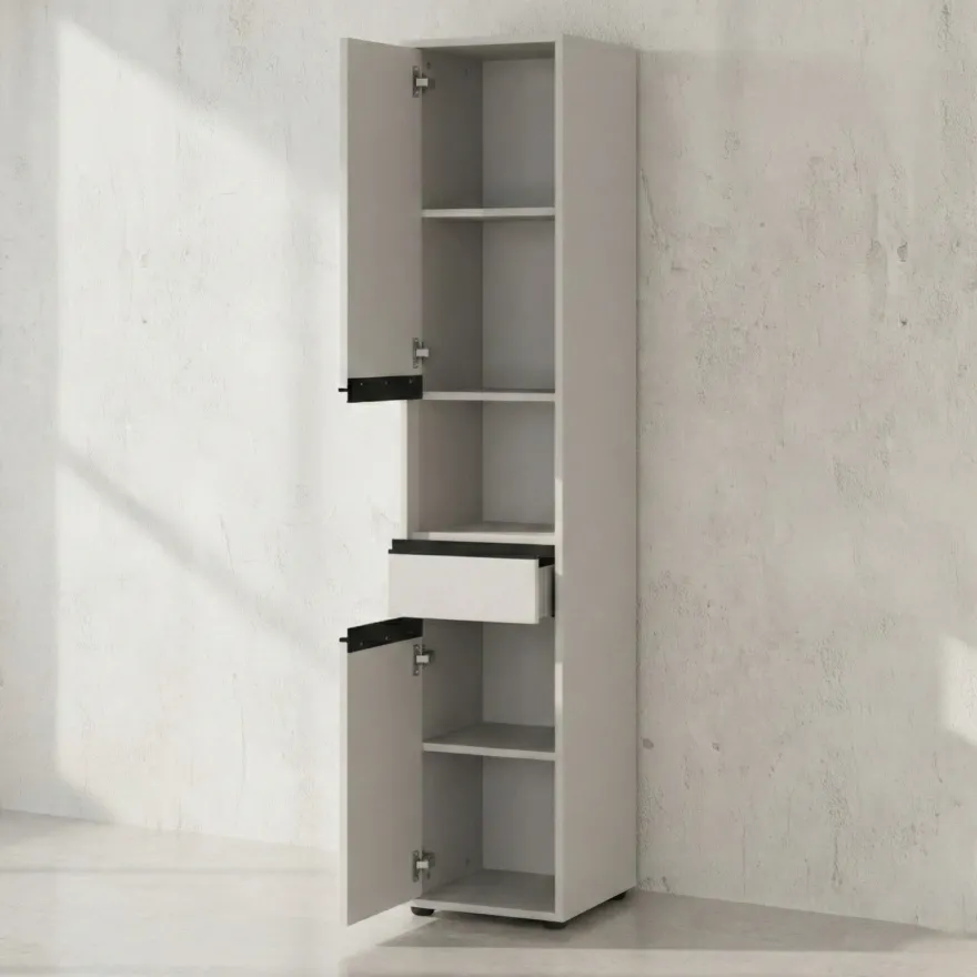 Hochschrank Hamburg mit Schublade und Türen, Soft-Close, matt, 33x181x34 cm
