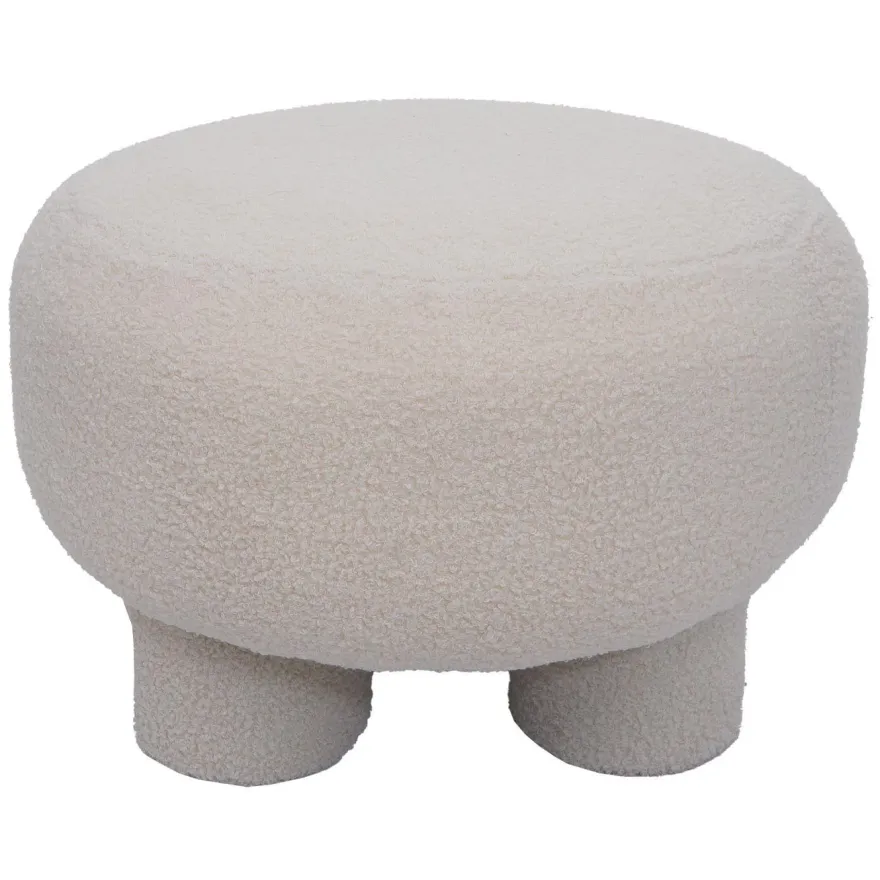 Hocker HWC-Q49, Sitzhocker Polsterhocker Pouf, Stoff/Textil Bouclé (200g/m²) 55cm