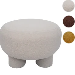 Hocker HWC-Q49, Sitzhocker Polsterhocker Pouf, Stoff/Textil Bouclé (200g/m²) 55cm