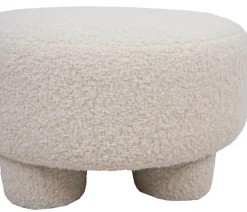 Hocker HWC-Q49, Sitzhocker Polsterhocker Pouf, Stoff/Textil Bouclé (200g/m²) 55cm