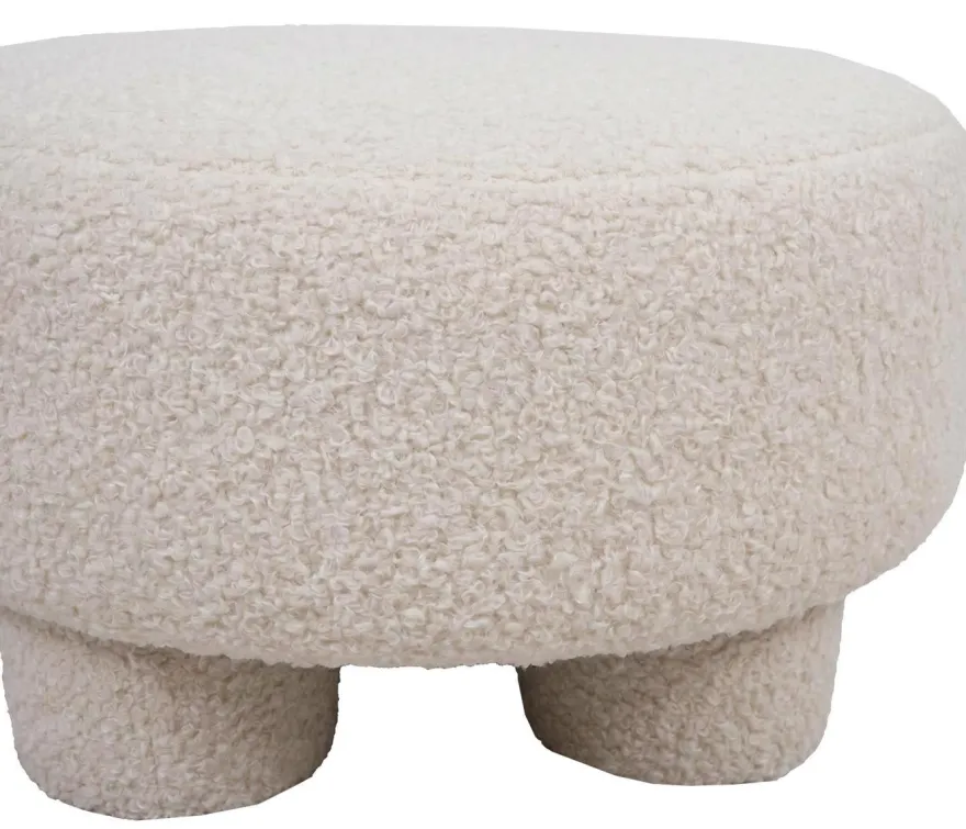 Hocker HWC-Q49, Sitzhocker Polsterhocker Pouf, Stoff/Textil Bouclé (200g/m²) 55cm
