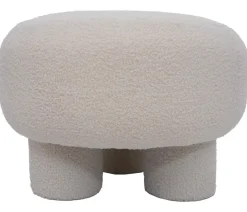 Hocker HWC-Q49, Sitzhocker Polsterhocker Pouf, Stoff/Textil Bouclé (200g/m²) 55cm