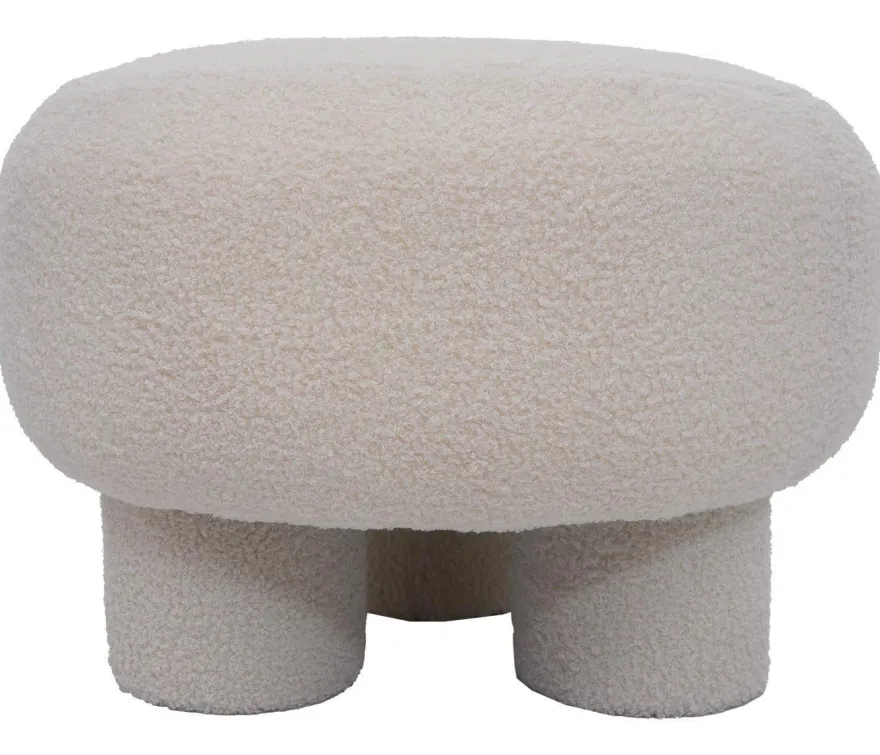 Hocker HWC-Q49, Sitzhocker Polsterhocker Pouf, Stoff/Textil Bouclé (200g/m²) 55cm