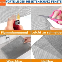 Hofudon Fliegengitter Meterware 120x250cm - Reißfestes Fiberglas Fliegennetz