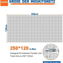 Hofudon Fliegengitter Meterware 120x250cm - Reißfestes Fiberglas Fliegennetz