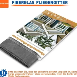 Hofudon Fliegengitter Meterware 120x250cm - Reißfestes Fiberglas Fliegennetz