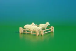 Holzfiguren Schafe mit Zaun Höhe 2,5cm NEU Reifenspielzeug Spielzeug Fahrtier Hol
