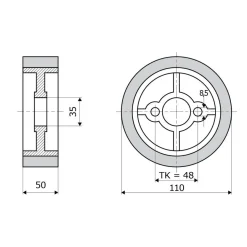 HolzHer Vorschubrolle Gummi 110 x 50 mm weiß für Vorschubapparate Holz-her SCM