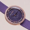 Holzkern Damenuhr Coralline Amethyst/Roségoldfarben mit 2 Bändern
