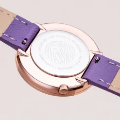 Holzkern Damenuhr Coralline Amethyst/Roségoldfarben mit 2 Bändern